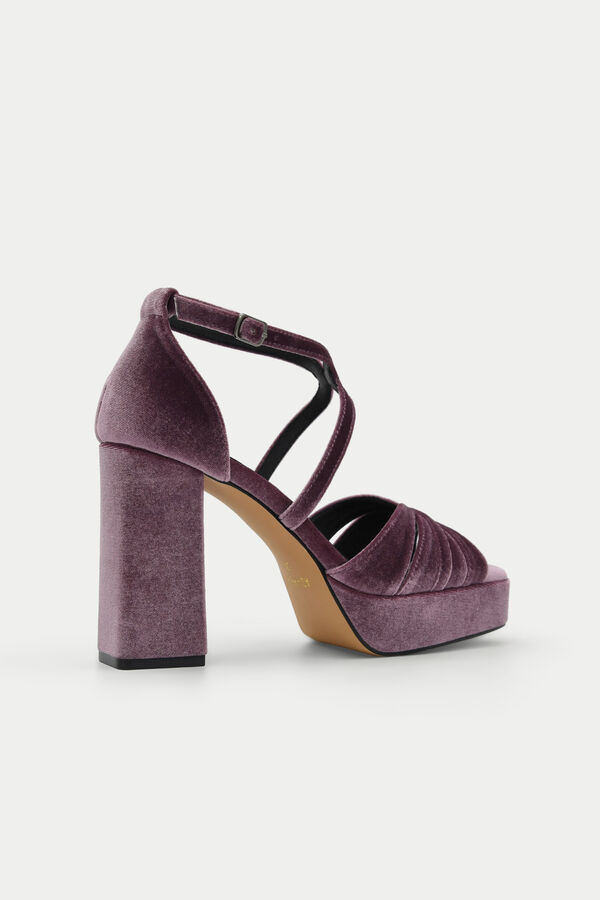 Azarey Sand&aacute;lia plataforma em veludo Roxo