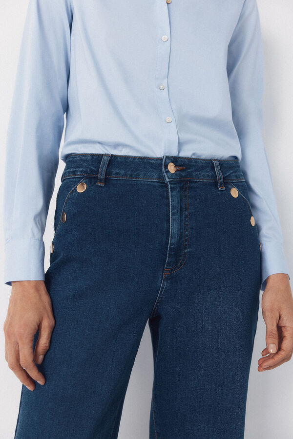 Cortefiel Palazzo jeans with buttons Blue