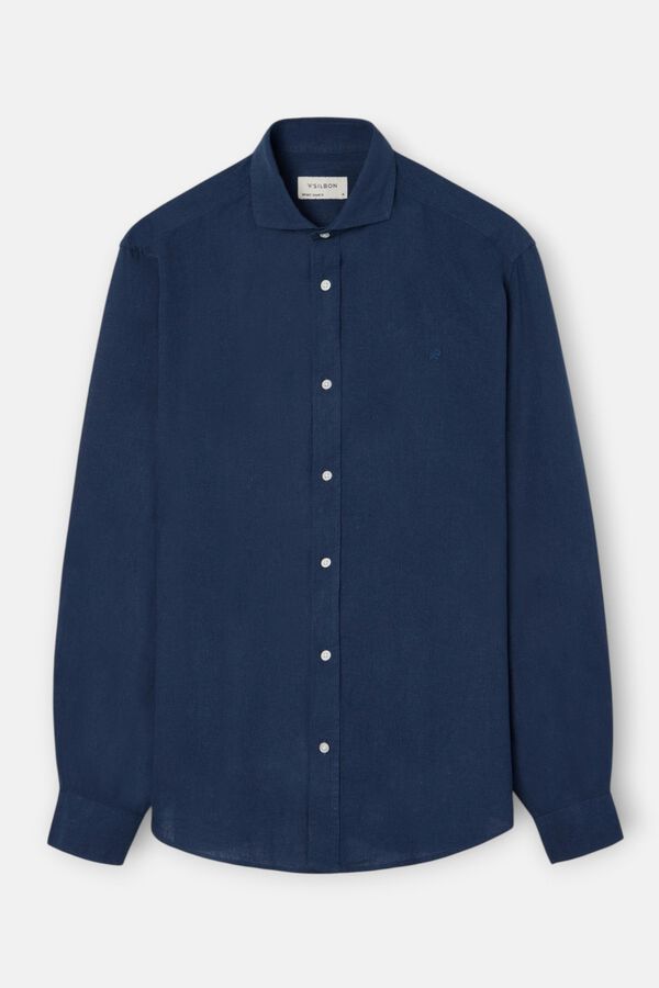 Silbon Camisa sport em linho Azul