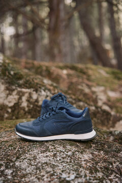 Cortefiel Leather and fabric sneakers  Navy