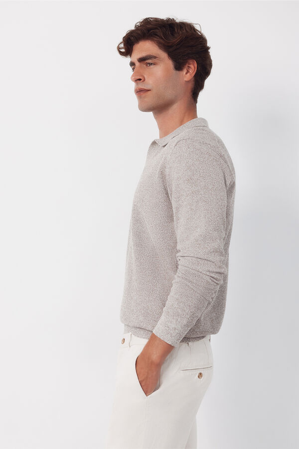 Cortefiel Torzal long sleeve polo shirt Beige