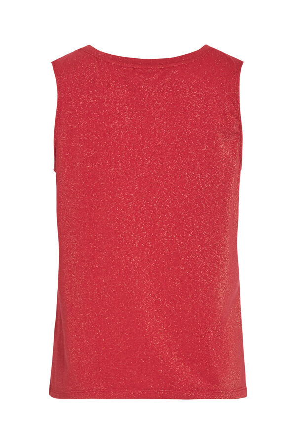 Vila Top de mulher sem mangas com l&uacute;rex Vermelho