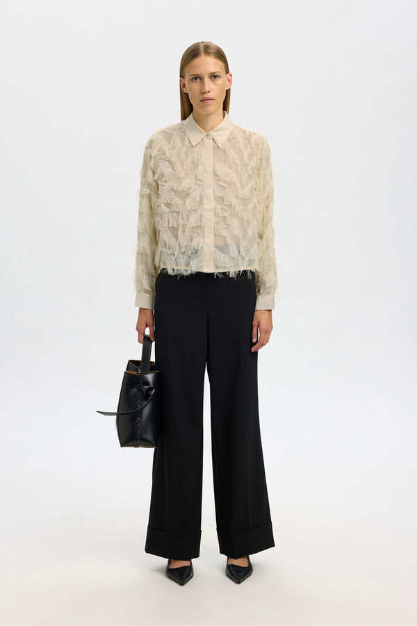 Selected Camisa curta fofa Tostado