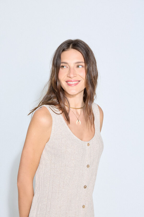 Slowlove Vestido estructura flores Arena