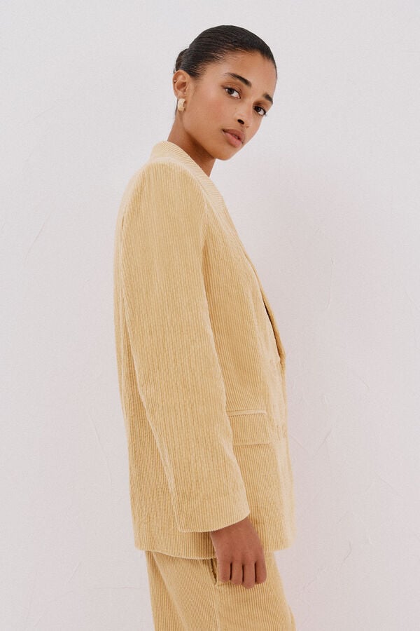 Cortefiel Blazer feminino de veludo Dourado