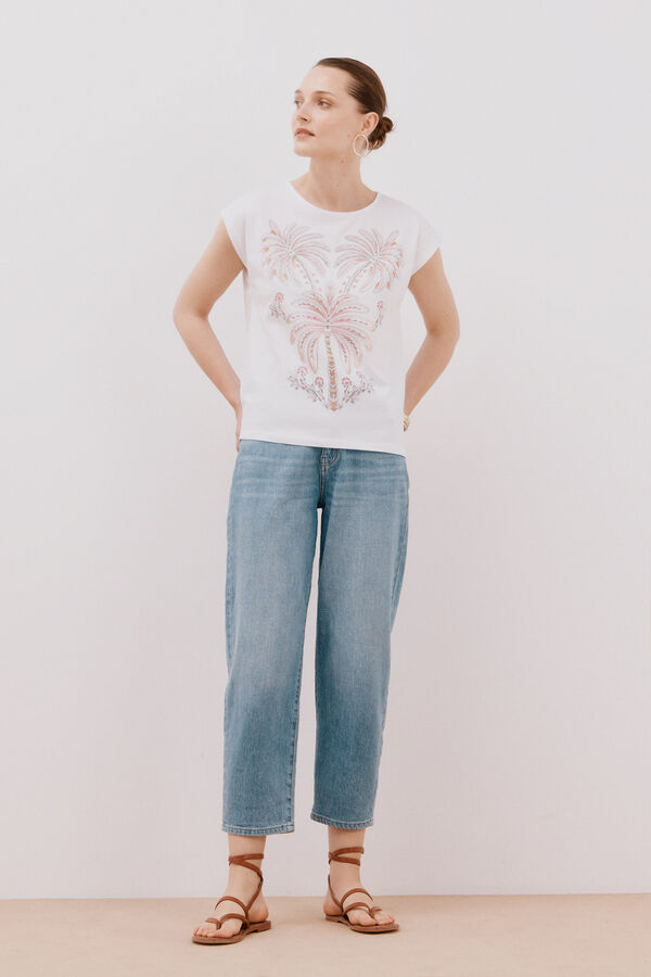 Cortefiel Camiseta sin mangas estampada Blanco