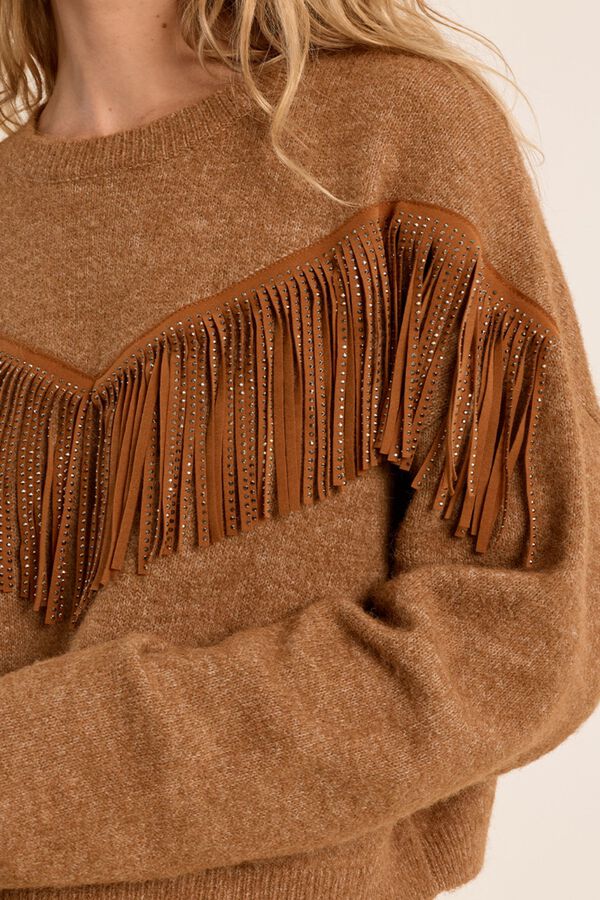 Molly Bracken Camisola com detalhe de franjas Tostado