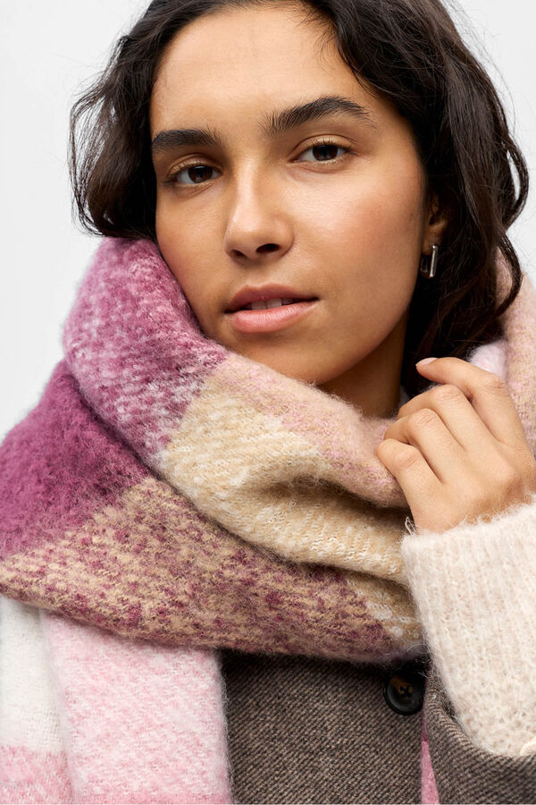 Object Cachecol xadrez com franjas Roxo