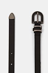 Cortefiel Narrow leather belt with metal tip Black