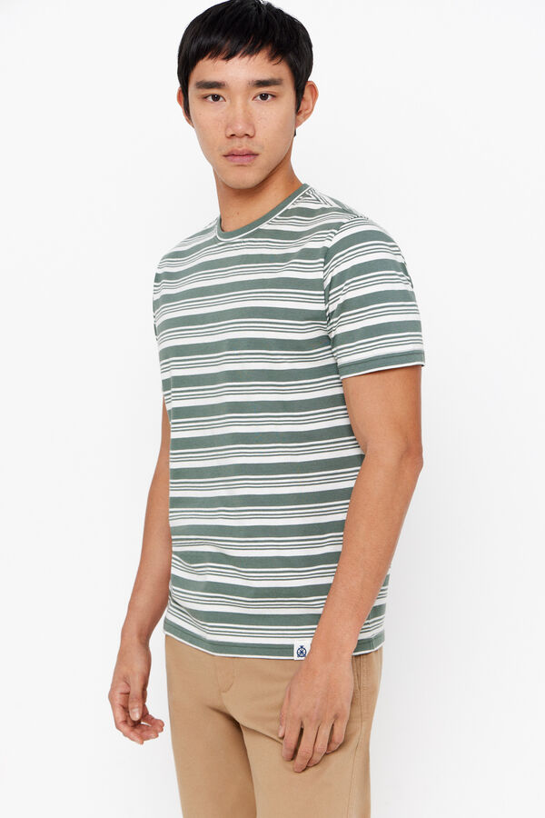 Cortefiel Striped T-shirt Kaki