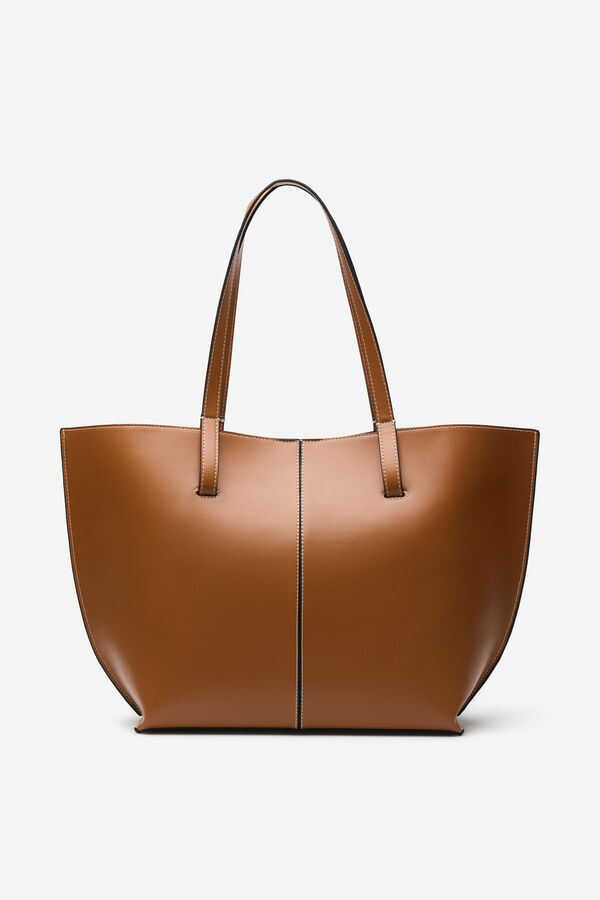 Cortefiel Bolso shopper b&aacute;sico pespuntes Marr&oacute;n