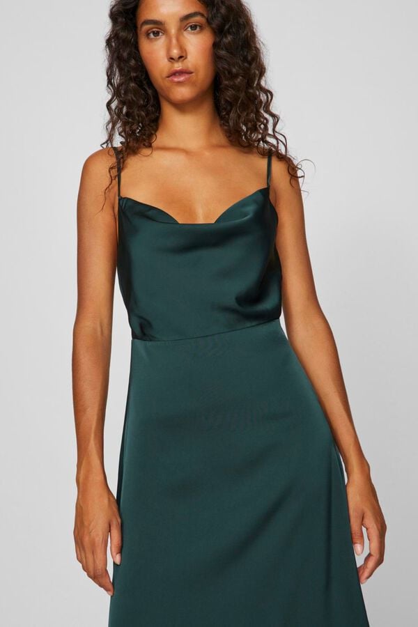 Vila Vestido midi acetinado de festa Azul