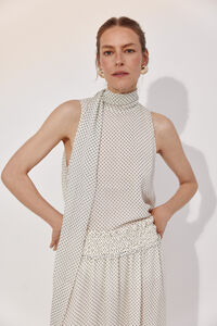 Cortefiel Polka-dot tie blouse