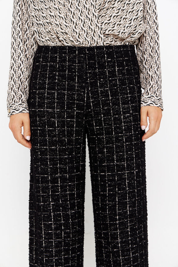 Cortefiel Jersey-knit tweed trousers Black