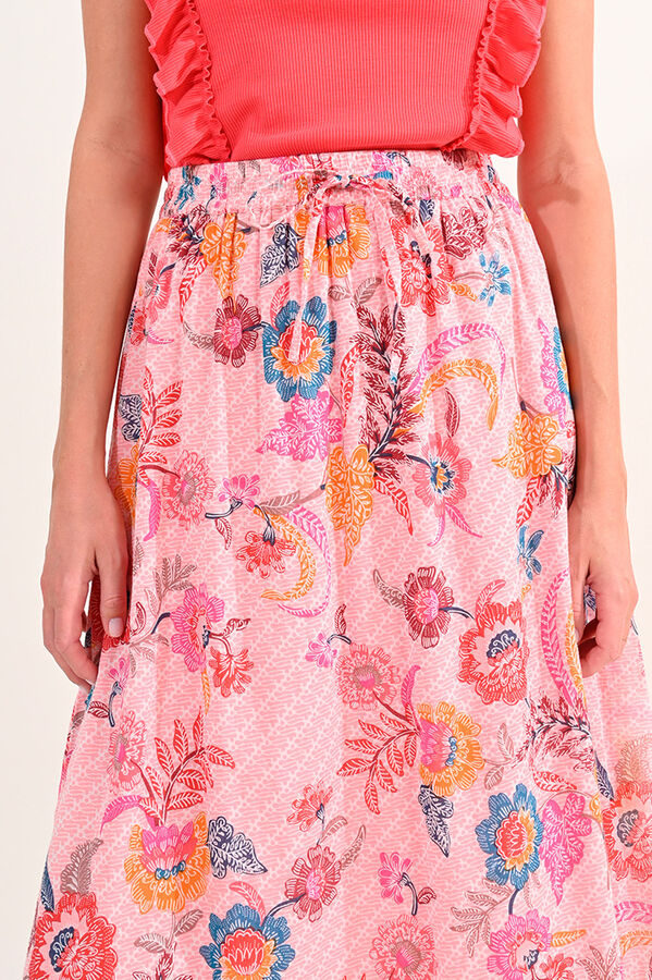 Cortefiel Long printed skirt with pleats Multicolour