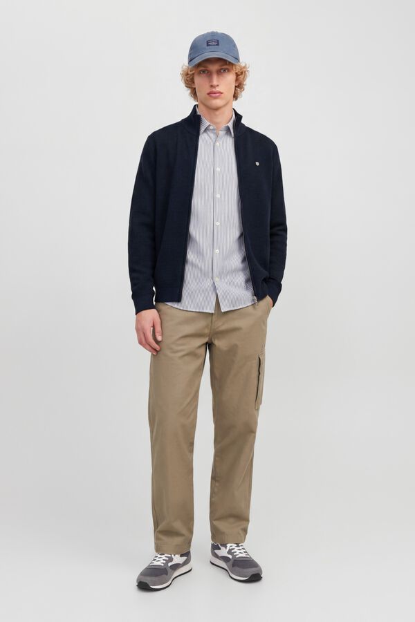 Jack & Jones Casaco de malha 100% algod&atilde;o org&acirc;nico Azul