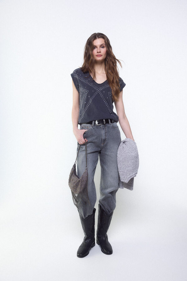 Slowlove Camiseta tachas Grey