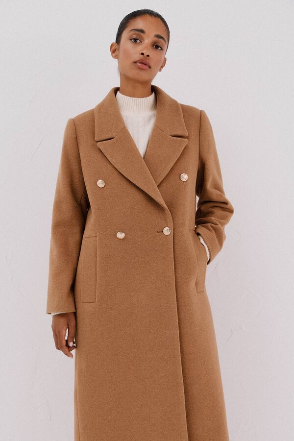 Cortefiel Long coat Italian fabric Beige
