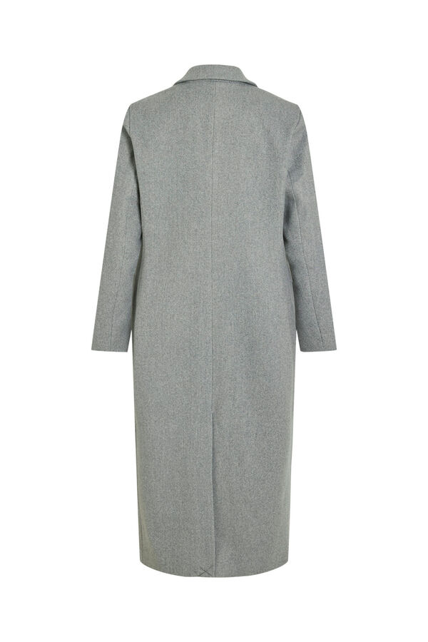 Vila Sobretudo longo de tecido com lapelas Cinzento