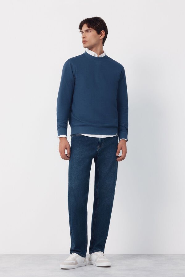Cortefiel Textured crew neck sweatshirt Blue