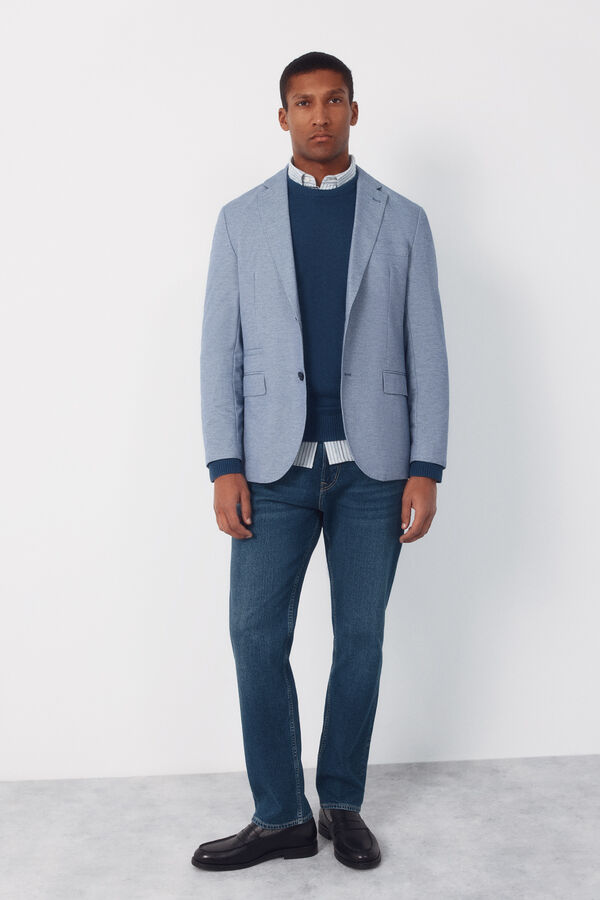 Cortefiel Jersey-knit blazer Blue