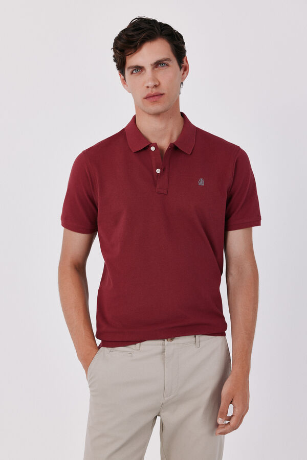 Cortefiel Piqu&eacute; slim polo shirt Maroon