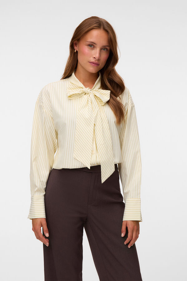 Vero Moda Blusa &agrave;s riscas com la&ccedil;o Tostado