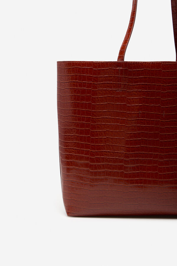 Cortefiel Animal texture shopper bag Maroon