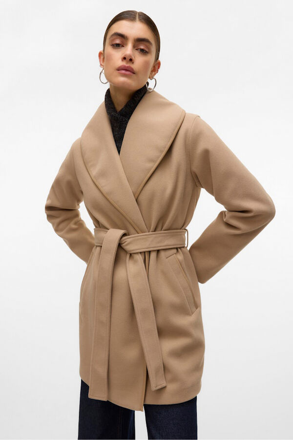 Vero Moda Sobretudo curto de pano Castanho
