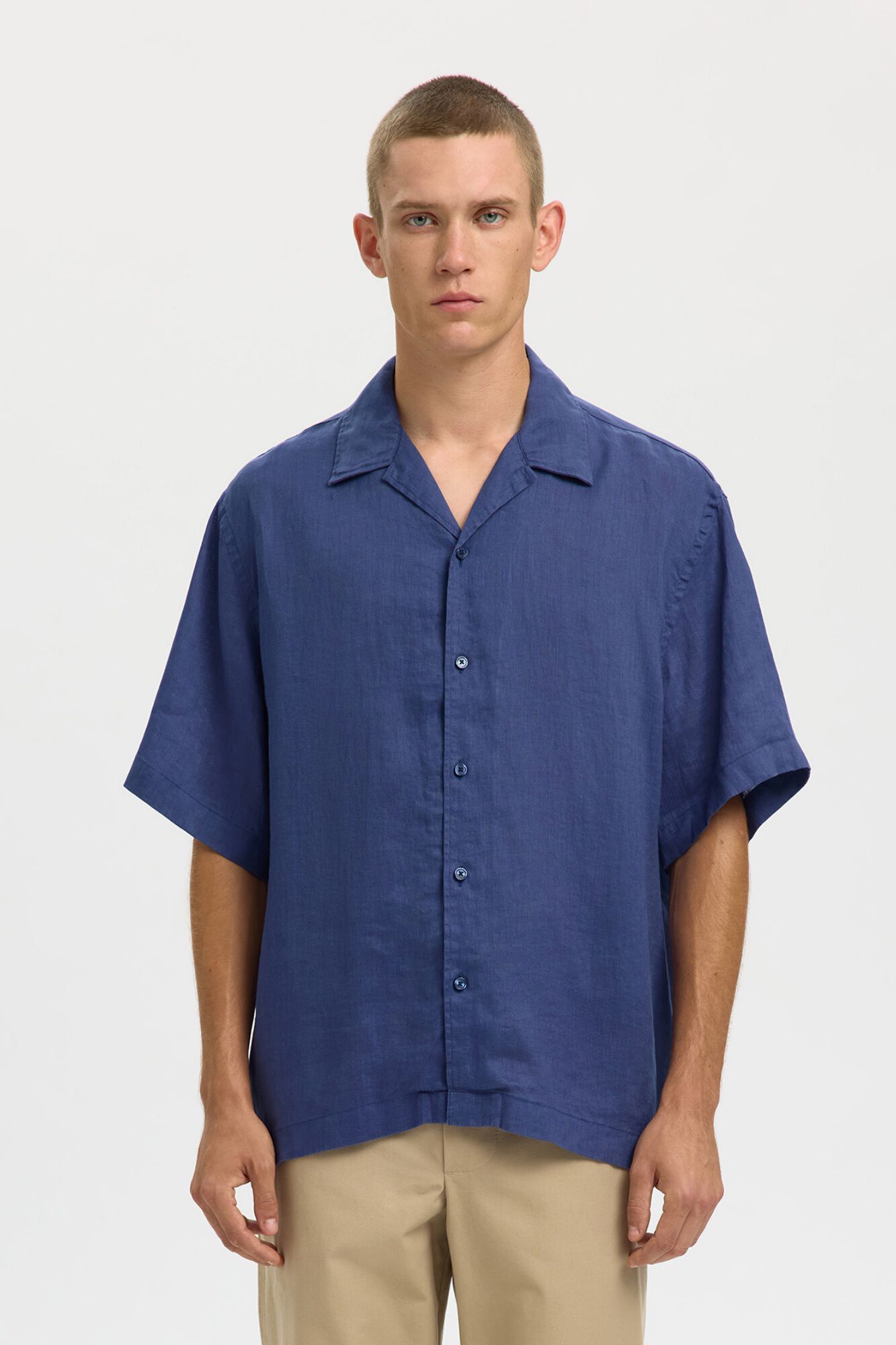 Selected Camisa de manga curta em linho