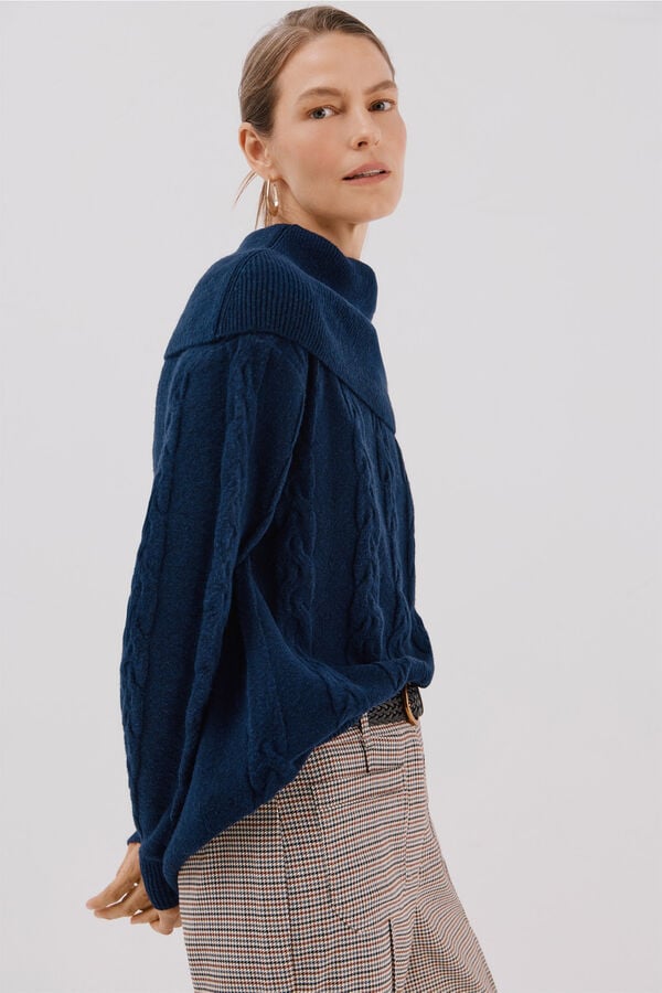 Cortefiel Wide neck sweater Navy