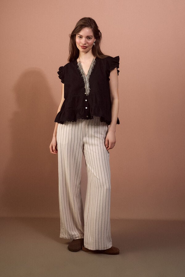 Slowlove Pantal&oacute;n de pata ancha Estampado blanco