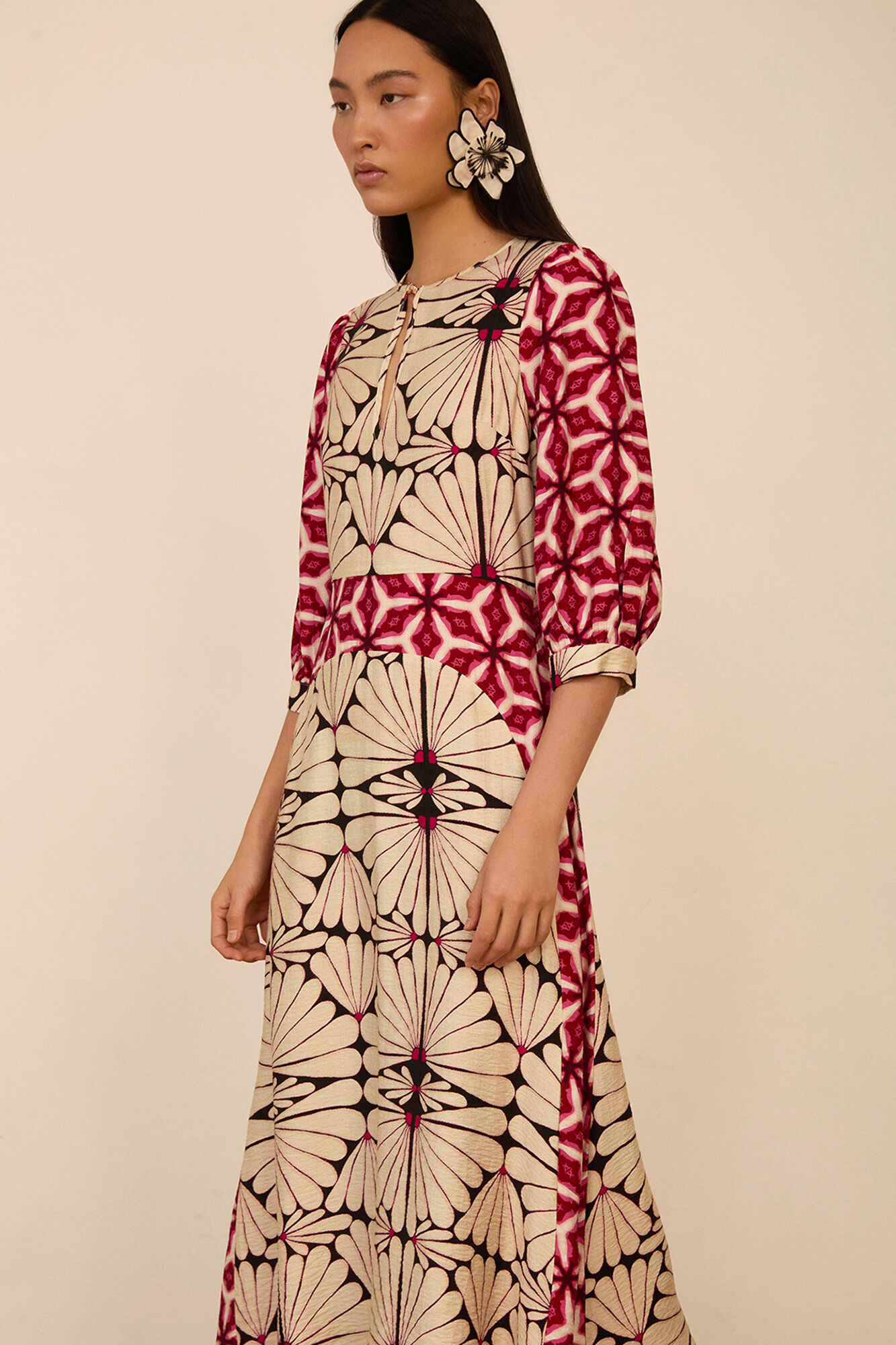 Meisie Printed long dress