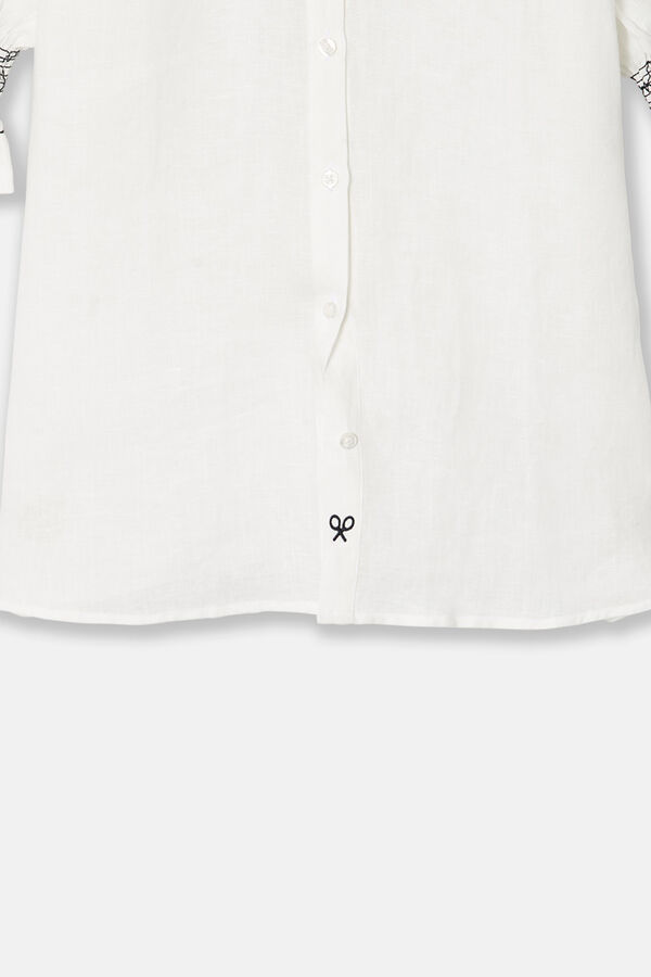 Cortefiel Linen gathered shirt White