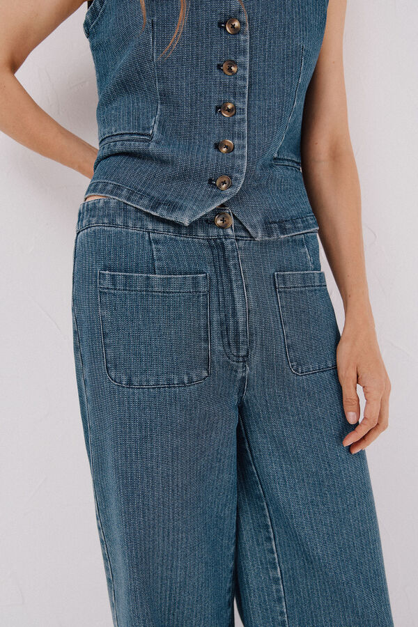 Cortefiel  textured marine trousers Blue