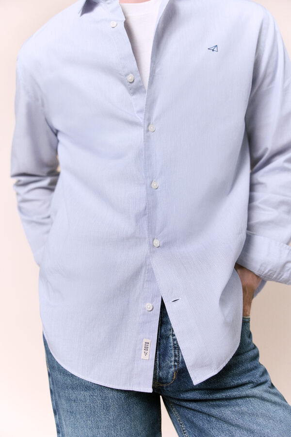 OOTO Poplin striped long sleeve shirt Blue