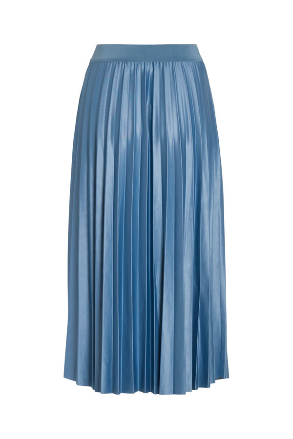Cortefiel Midi skirt with box pleats Blue