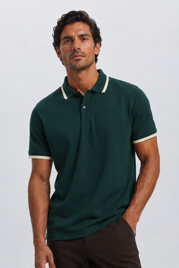 Selected Polo de manga curta em piqu&eacute; Verde