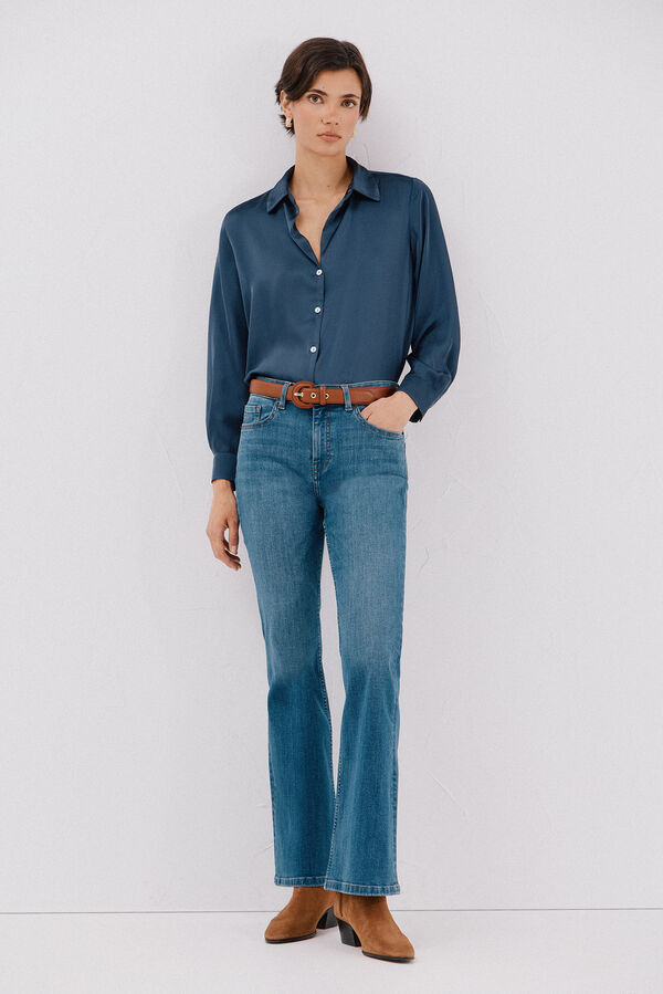 Cortefiel Satin-finish shirt Blue