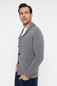 Cortefiel Lambswool cardigan with buttons Grey