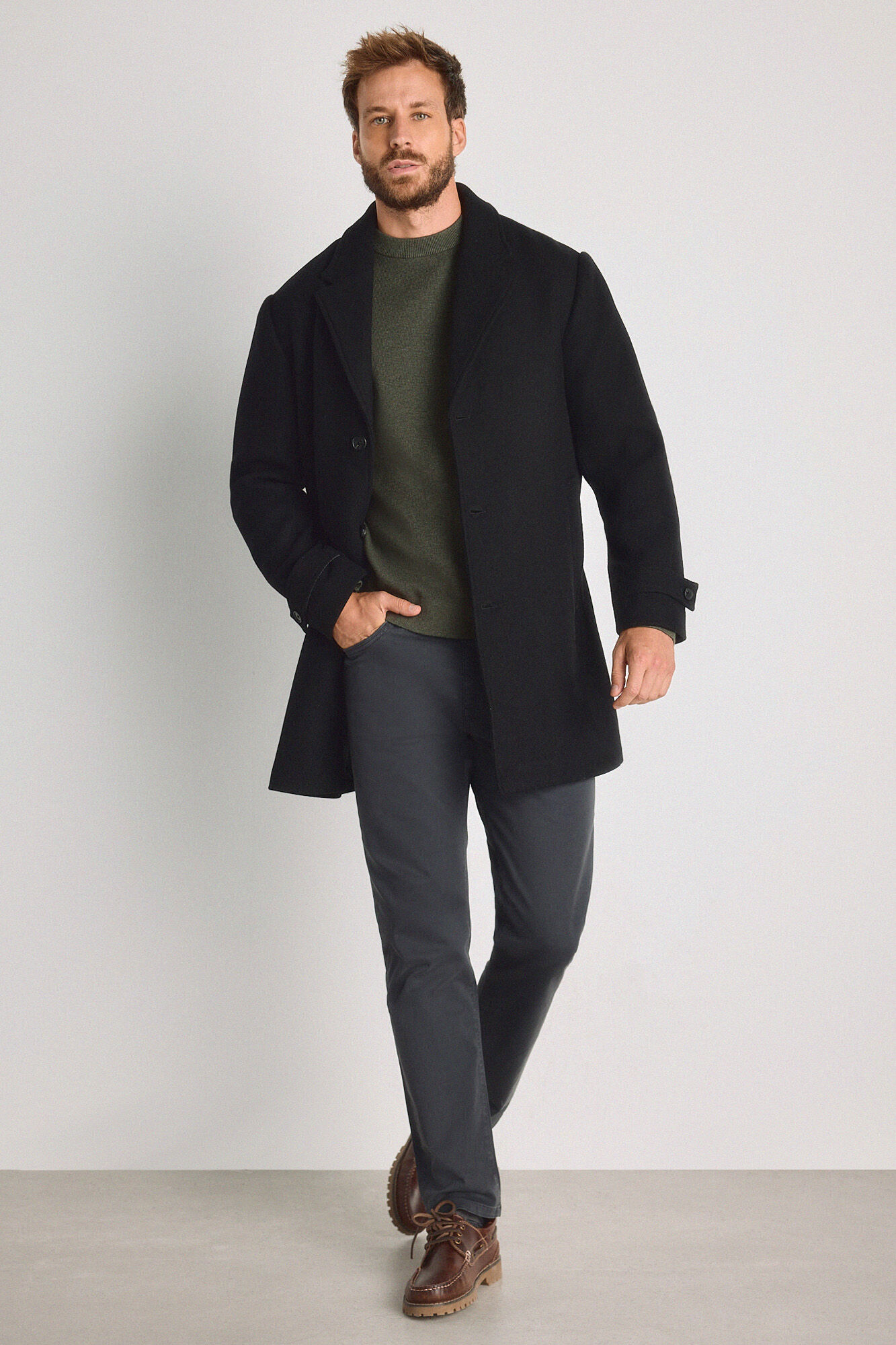 Jack & Jones Sobretudo comprido de l&atilde; at&eacute; ao joelho