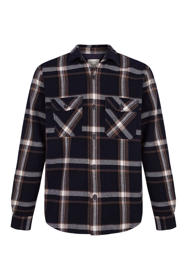 Cortefiel Checked quilted overshirt Navy