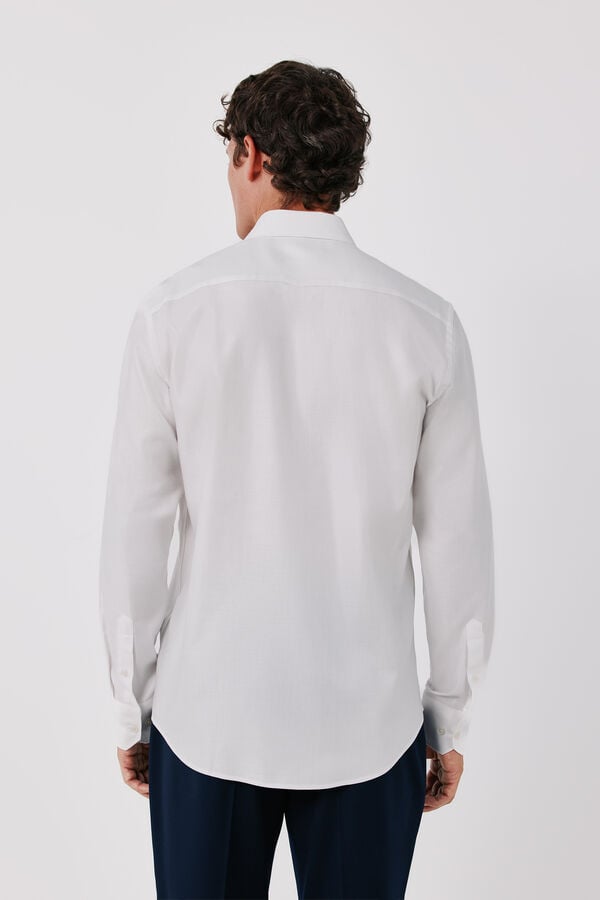 Cortefiel Striped cotton Tencel dress shirt White
