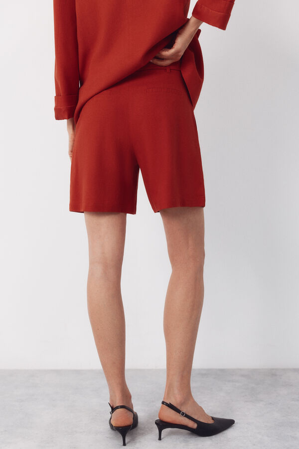 Cortefiel Bermuda de linho Laranja