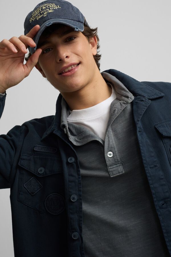 Silbon Patches overshirt Navy