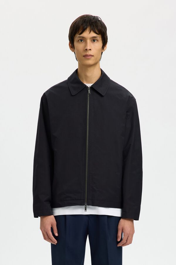 Selected Lightweight zip fastening jacket Black
