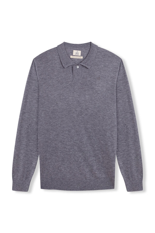 OOTO Su&eacute;ter de gola polo de algod&atilde;o Cinzento