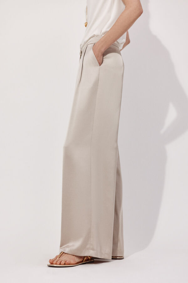Cortefiel Pantal&oacute;n palazzo con pinzas Beige