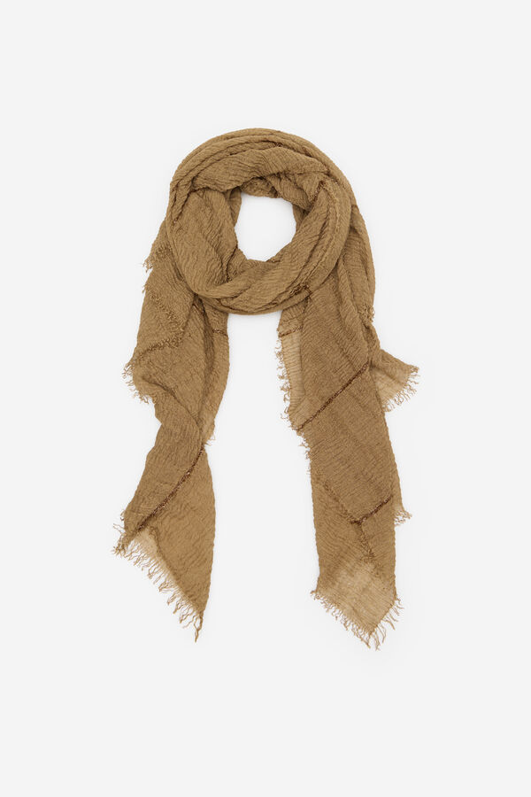 Cortefiel Lurex striped scarf Nude