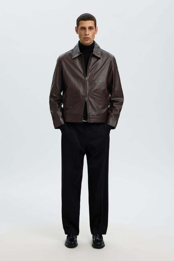 Selected 100% lamb leather jacket Camel